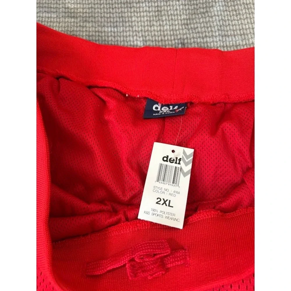 Delf Mens Mesh Basketball Shorts Red Blue Number 3 Athletic 2XL NWT 36X10